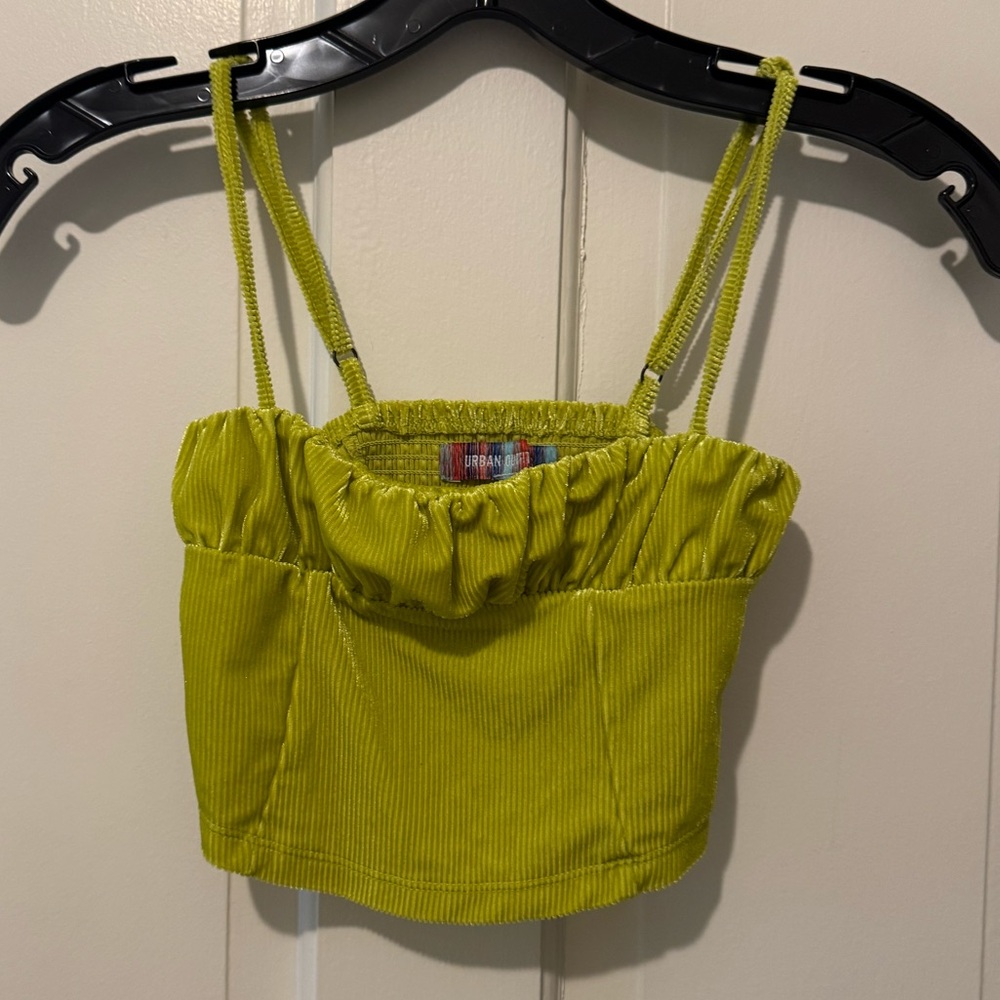 Urban Outfitters Chartreuse Ruffle Crop Top